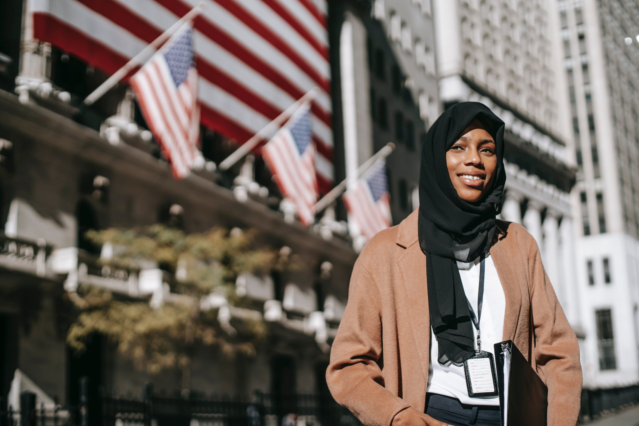 Muslim woman near US embassy